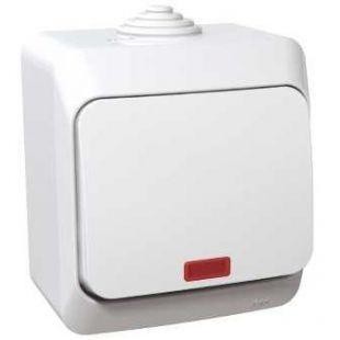 Выключатель 1-кл. ОП Этюд 10А IP44 10AX с подсветкой бел. SE BA10-045B