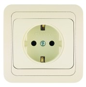 Mimoza Розетка с заземлением (керамика) бежевая Mimoza Розетка с заземлением (керамика) бежевая
