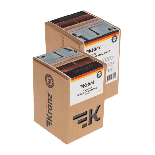 Саморез гипсокартон-дерево 3,5х51, короб (200 шт/уп) KRANZ
