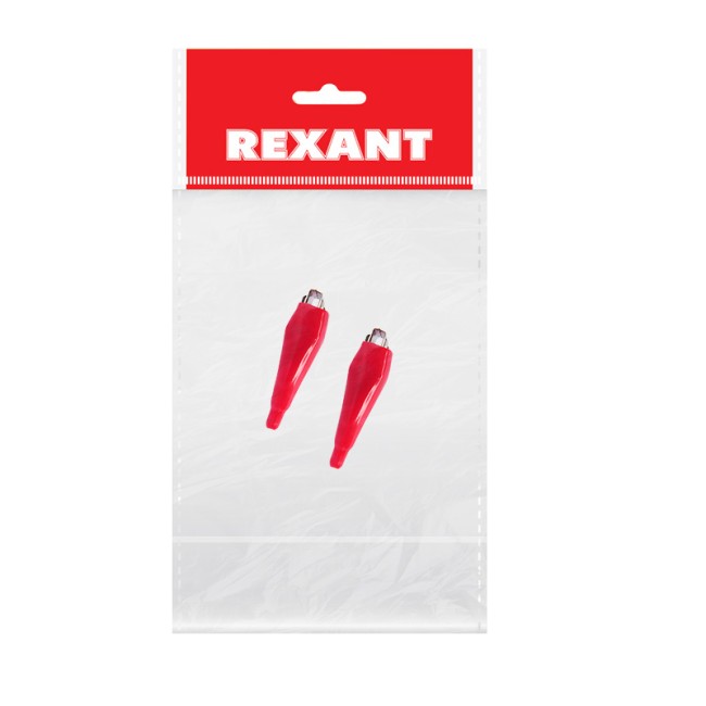 Зажим крокодил в изоляторе REXANT, длина 56 мм, ток 5A, 2 шт., пакет БОПП
