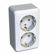 ЭТЮД Розетка двойная наружная с заземлением без шторок белая ЭТЮД Розетка двойная наружная с заземлением без шторок белая