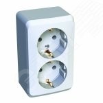 ЭТЮД Розетка двойная наружная с заземлением без шторок белая ЭТЮД Розетка двойная наружная с заземлением без шторок белая