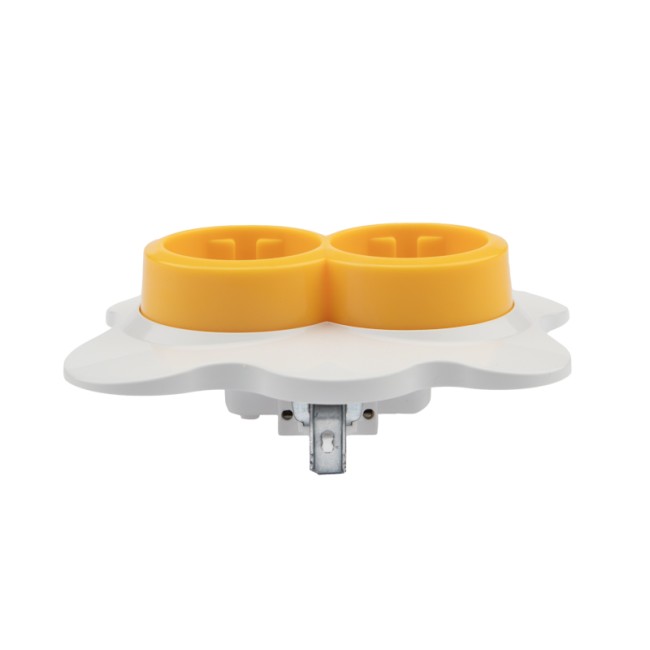 Розетка двойная KRANZ HAPPY Яичница скрытой установки, с заземлением и защитными шторками, желтая/белая Розетка двойная KRANZ HAPPY Яичница скрытой установки, с заземлением и защитными шторками, желтая/белая