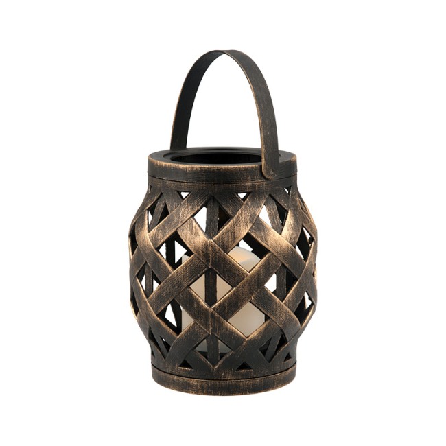 Декоративный фонарь со свечкой, плетеный корпус, бронза, размер 14х14х16,5 см, цвет теплый белый Декоративный фонарь со свечкой, плетеный корпус, бронза, размер 14х14х16,5 см, цвет теплый белый