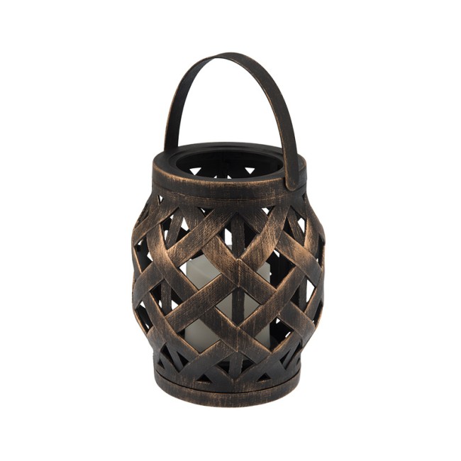 Декоративный фонарь со свечкой, плетеный корпус, бронза, размер 14х14х16,5 см, цвет теплый белый Декоративный фонарь со свечкой, плетеный корпус, бронза, размер 14х14х16,5 см, цвет теплый белый
