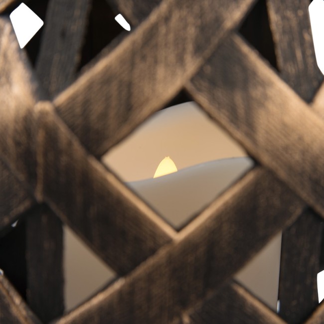 Декоративный фонарь со свечкой, плетеный корпус, бронза, размер 14х14х16,5 см, цвет теплый белый Декоративный фонарь со свечкой, плетеный корпус, бронза, размер 14х14х16,5 см, цвет теплый белый