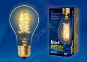Лампа накаливания декоративная ЛОН 40вт 250Лм Е27 Vintage IL-V-A60-40/GOLDEN/E27 CW01 Uniel