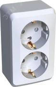 ЭТЮД Розетка двойная наружная с заземлением со шторками белая ЭТЮД Розетка двойная наружная с заземлением со шторками белая