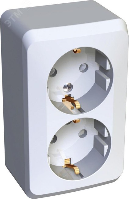 ЭТЮД Розетка двойная наружная с заземлением со шторками белая ЭТЮД Розетка двойная наружная с заземлением со шторками белая