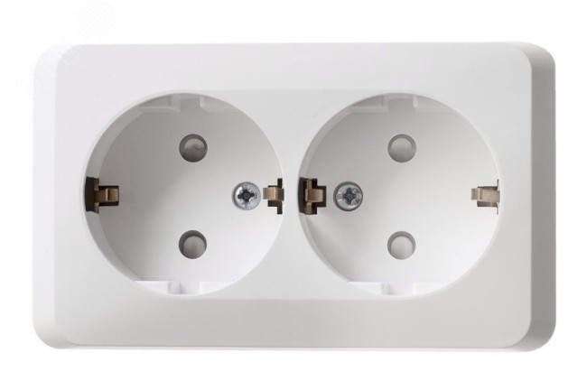 ЭТЮД Розетка двойная наружная с заземлением со шторками белая ЭТЮД Розетка двойная наружная с заземлением со шторками белая