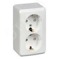 ЭТЮД Розетка двойная наружная с заземлением со шторками белая ЭТЮД Розетка двойная наружная с заземлением со шторками белая