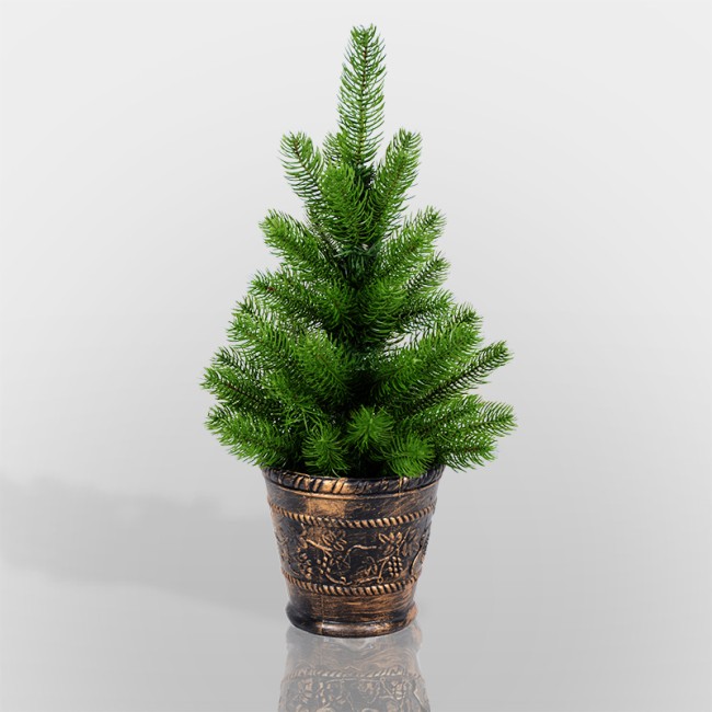 Елочка 45см в пластиковом горшке, Литая Елочка 45см в пластиковом горшке, Литая