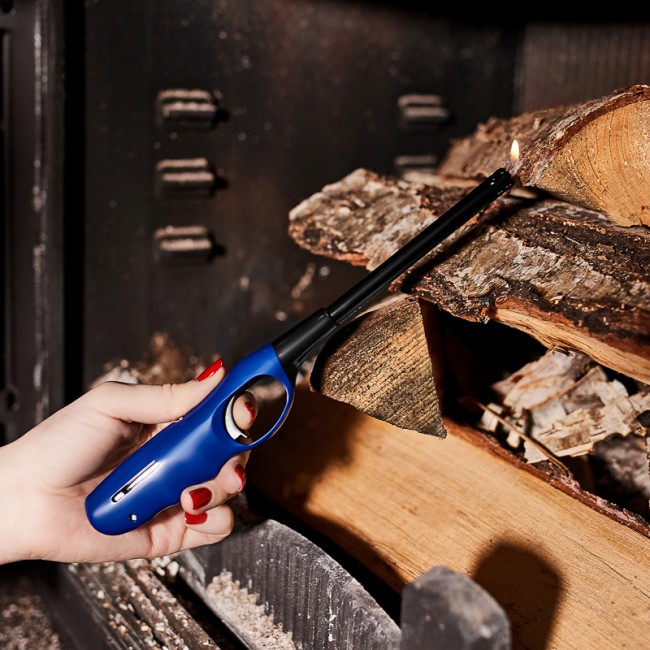 Бытовая газовая пьезозажигалка с классическим пламенем, многоразовая (1 шт.) синяя СК-302L СОКОЛ