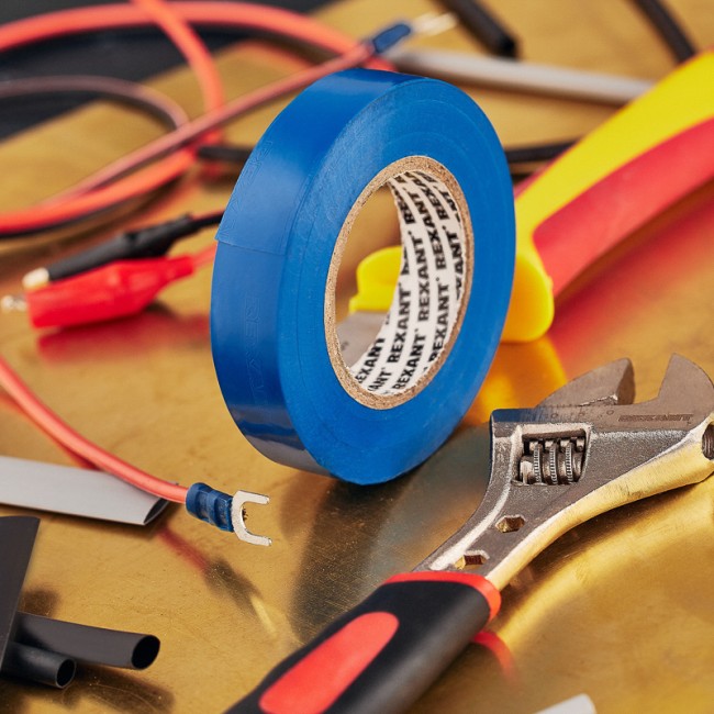 Изолента ПВХ REXANT 15 мм х 25 м, синяя, упаковка 5 роликов