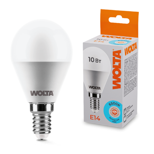 Светодиодная лампа WOLTA 25W45GL10E14 10Вт 6500K E14