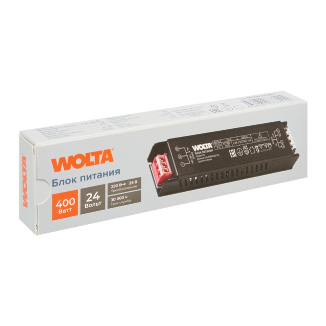 Блок питания WOLTA LD-400W/03-24V 400Вт 24В IP20 Блок питания WOLTA LD-400W/03-24V 400Вт 24В IP20