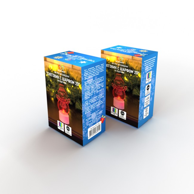 Фигура светодиодная на подставке Снеговик с шарфом 2D, RGB Фигура светодиодная на подставке Снеговик с шарфом 2D, RGB