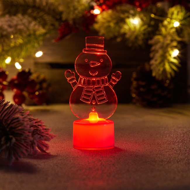 Фигура светодиодная на подставке Снеговик с шарфом 2D, RGB Фигура светодиодная на подставке Снеговик с шарфом 2D, RGB