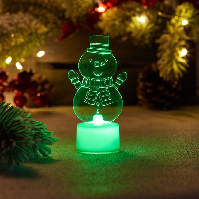 Фигура светодиодная на подставке Снеговик с шарфом 2D, RGB Фигура светодиодная на подставке Снеговик с шарфом 2D, RGB