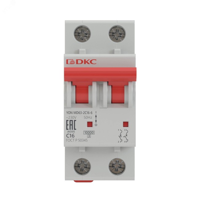 Выключатель автоматический модульный YON MD63-2D4-6 6kA