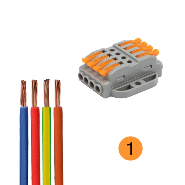 Клемма СМК 222-425P проходная 5 полюсов, с монтажной площадкой (0,08-4 мм²), серая (20 шт./уп.) REXANT Клемма СМК 222-425P проходная 5 полюсов, с монтажной площадкой (0,08-4 мм²), серая (20 шт./уп.) REXANT