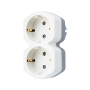 Двойник электрический 16 А с заземлением и защитными шторками, белый REXANT 