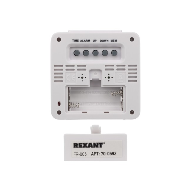 Термометр электронный с часами и беспроводным выносным датчиком REXANT Термометр электронный с часами и беспроводным выносным датчиком REXANT