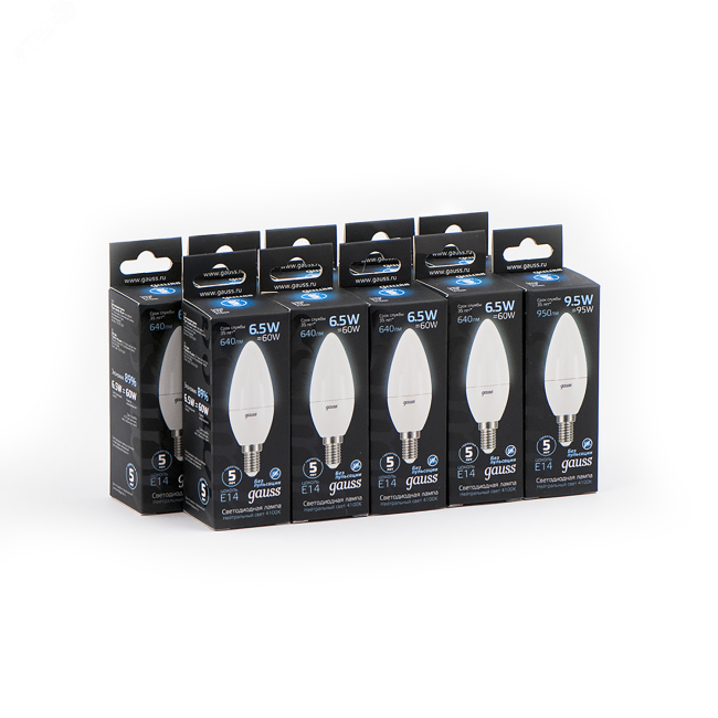 Лампа светодиодная LED 6.5 Вт 550 Лм 4100К белая Е14 Свеча Black Gauss Лампа светодиодная LED 6.5 Вт 550 Лм 4100К белая Е14 Свеча Black Gauss
