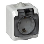 Розетка 1-м ОП Этюд 16А IP44 250В с заземл. защ. шторки с крышкой сер. SE PA16-044C Розетка 1-м ОП Этюд 16А IP44 250В с заземл. защ. шторки с крышкой сер. SE PA16-044C