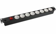 Блок розеток 19", 1U, 10А, 8 розеток, корпус сталь, без шнура питания Блок розеток 19", 1U, 10А, 8 розеток, корпус сталь, без шнура питания