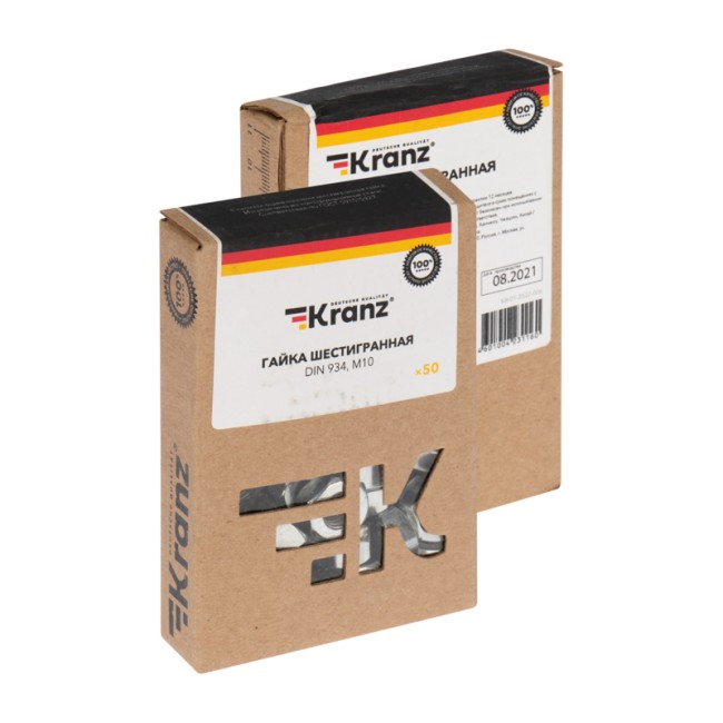 Гайка шестигранная DIN 934, M10 короб (50 шт/уп) KRANZ Гайка шестигранная DIN 934, M10 короб (50 шт/уп) KRANZ