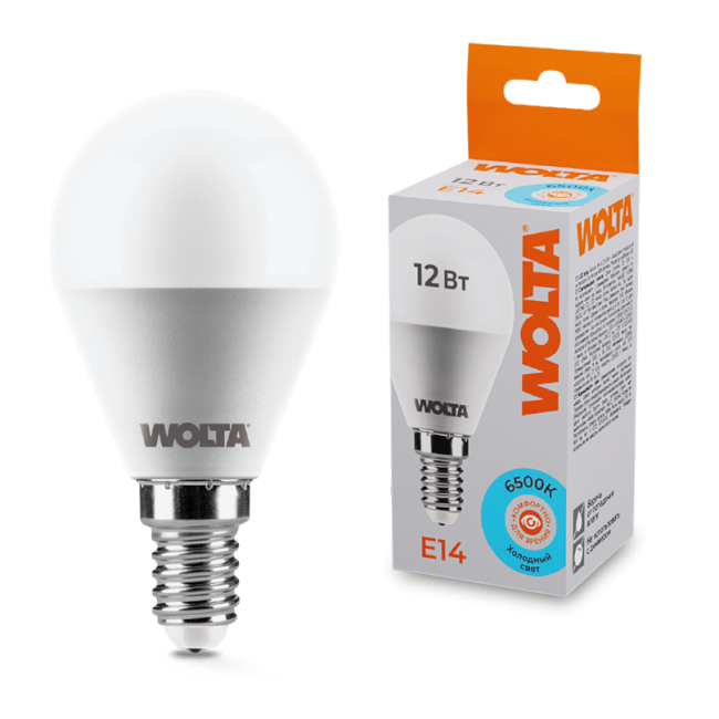 Светодиодная лампа WOLTA 25W45GL12E14 12Вт 6500K Е14