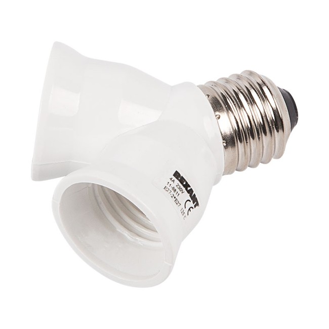 Разветвитель цокольный Е27-2хЕ27 белый REXANT Разветвитель цокольный Е27-2хЕ27 белый REXANT