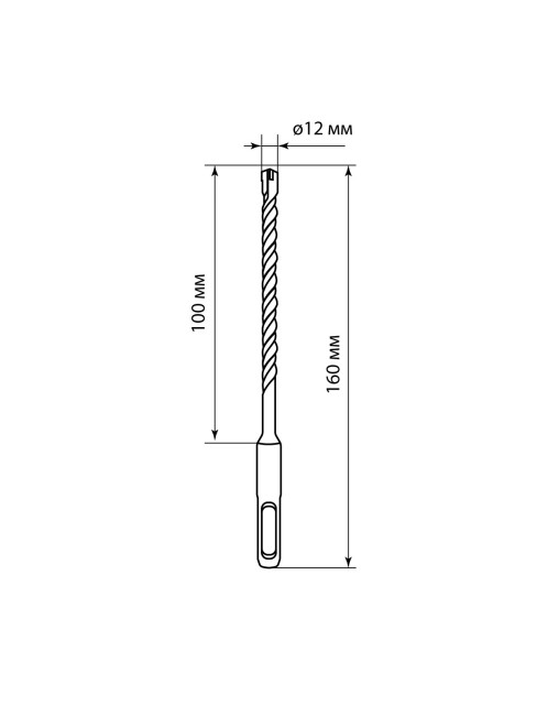 Бур по бетону, 12×160×100 мм, SDS-Plus, 4 резца, пластиковый держатель, 1 шт, "Рубин" TDM Бур по бетону, 12×160×100 мм, SDS-Plus, 4 резца, пластиковый держатель, 1 шт, "Рубин" TDM