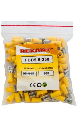 Клемма плоская изолированная РПи-м 6.0-(6.3)/РпИм 5,5-6-0,5 гнездо 6.6 мм 4-6 мм² REXANT