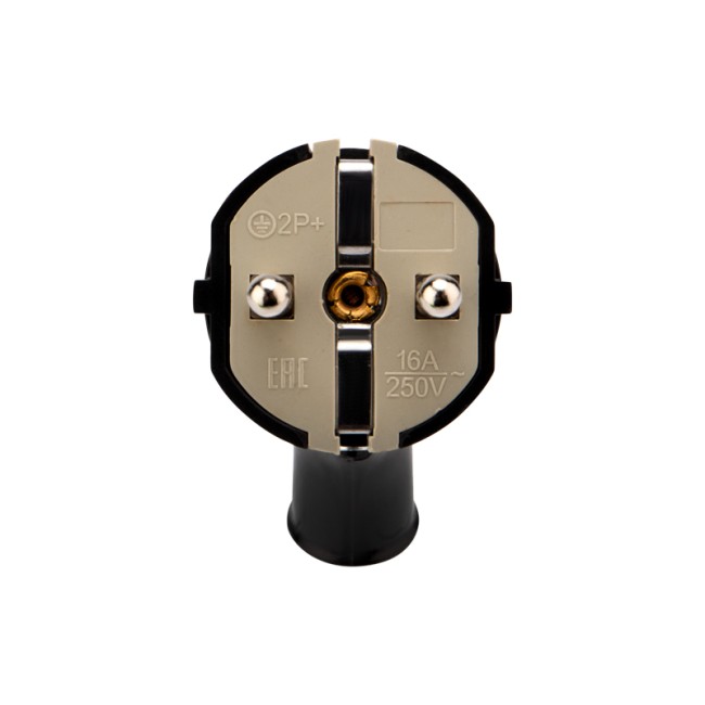 Вилка Евро угловая с з/к 16А с кольцом черная REXANT