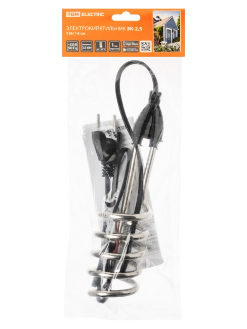 Электрокипятильник ЭК-2,5; 230 В, 2,5 кВт, ТЭН 14 см, TDM Электрокипятильник ЭК-2,5; 230 В, 2,5 кВт, ТЭН 14 см, TDM