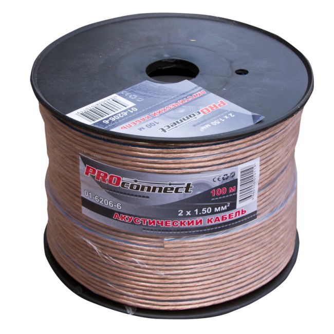Кабель акустический 2х1,50мм², прозрачный BLUELINE, 100м PROconnect Кабель акустический 2х1,50мм², прозрачный BLUELINE, 100м PROconnect
