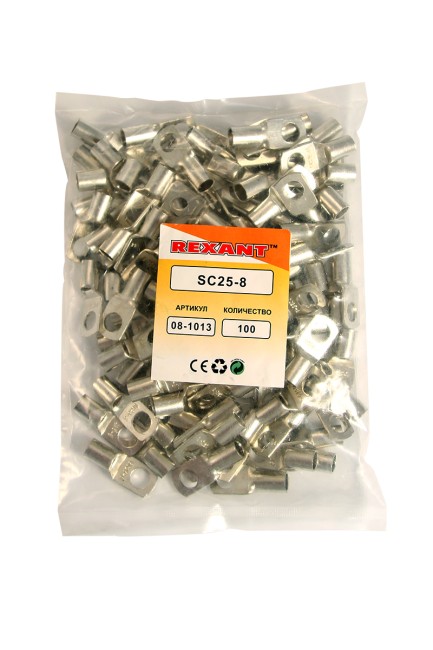 Наконечник кольцевой REXANT НК, ø8.4 мм, 25 мм², ТМЛ (DIN) 25-8
