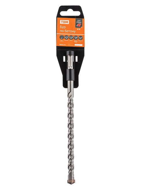 Бур по бетону, 12×210×150 мм, SDS-Plus, 4 резца, пластиковый держатель, 1 шт, "Рубин" TDM Бур по бетону, 12×210×150 мм, SDS-Plus, 4 резца, пластиковый держатель, 1 шт, "Рубин" TDM