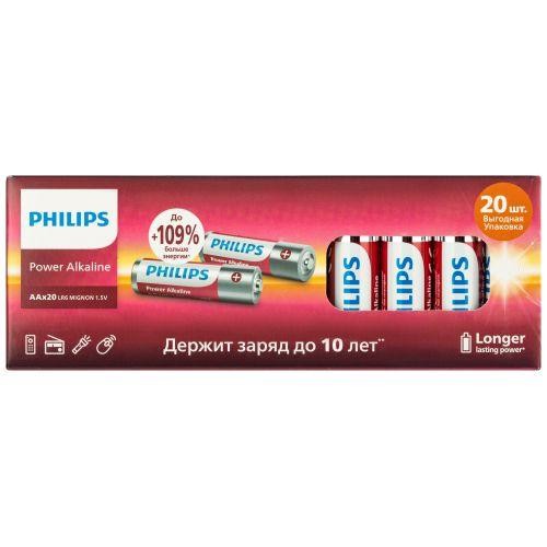 Элемент питания алкалиновый AA/LR6 1.5В Power (блист. 20шт) Philips Б0064673 Элемент питания алкалиновый AA/LR6 1.5В Power (блист. 20шт) Philips Б0064673