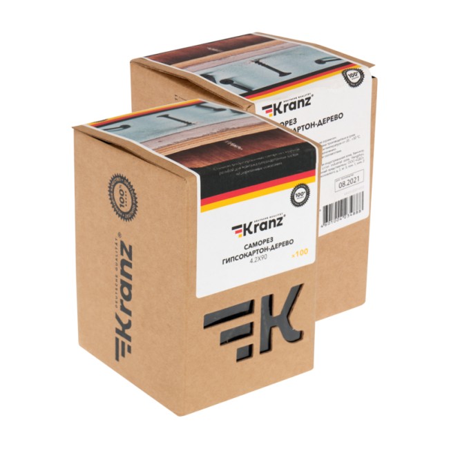 Саморез гипсокартон-дерево 4,2х90, короб (100 шт/уп) KRANZ Саморез гипсокартон-дерево 4,2х90, короб (100 шт/уп) KRANZ