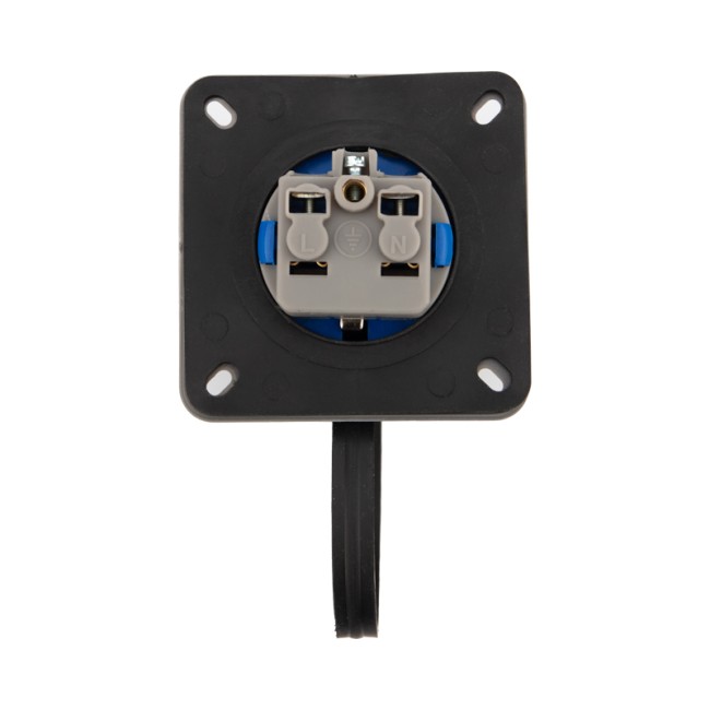 Розетка настенная фланцевая влагозащищенная с крышкой 16 А, 2Р+РЕ, IP68 REXANT