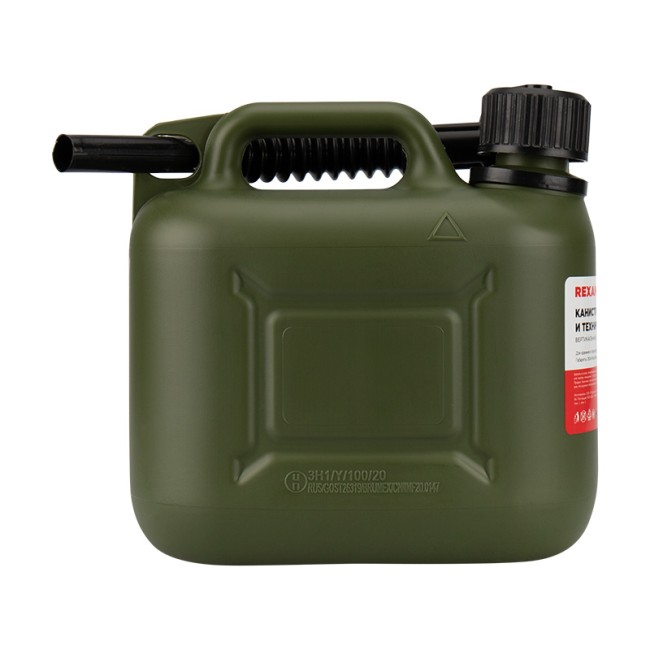 Канистра REXANT для ГСМ и технических жидкостей, вертикальная 5 л, пластиковая, усиленная