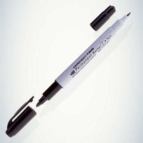 Маркер перманентный двухсторонний "Multi Marker Twin" 2мм/1мм пулевидный черн. Crown Б0048242