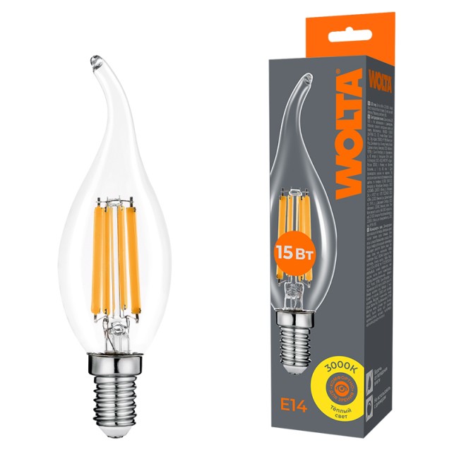 Светодиодная лампа WOLTA FILAMENT WF-CT35-15W3KE14 15Вт 3000K Е14