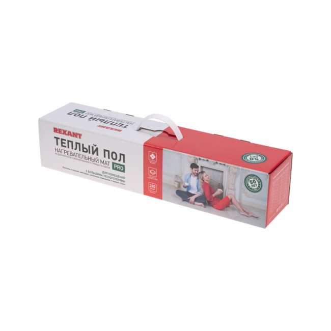 Теплый пол, нагревательный мат PRO RNX-1-220 1м², 0,5х2,0м, 220Вт двухжильный, с экраном REXANT Теплый пол, нагревательный мат PRO RNX-1-220 1м², 0,5х2,0м, 220Вт двухжильный, с экраном REXANT