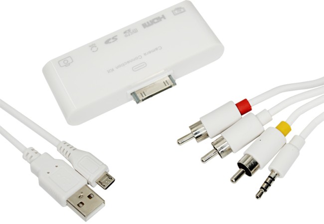 AV адаптер 6 в 1 для iPhone 4/4S на HDMI, USB, microSD, SD, 3.5 мм, microUSB