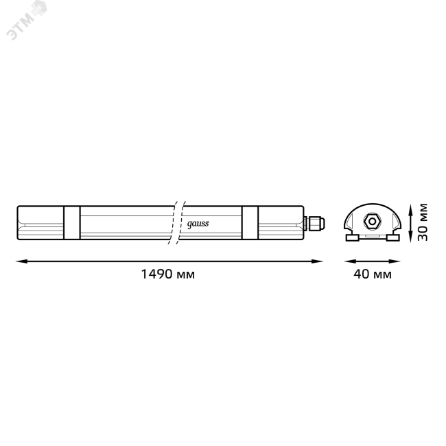 Светильник светодиодный ДСП-45 Вт 4500 Лм 4000K IP65 1490х40х30 мм линейный матовый ULTRACOMPACT Gauss Светильник светодиодный ДСП-45 Вт 4500 Лм 4000K IP65 1490х40х30 мм линейный матовый ULTRACOMPACT Gauss