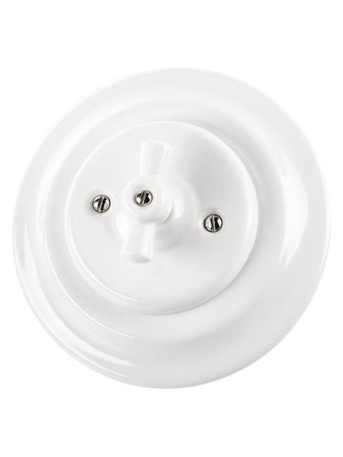 Выключатель скрытой установки фарфоровый поворотный с ручкой (бантик) 10А белый «Болонь» TDM Выключатель скрытой установки фарфоровый поворотный с ручкой (бантик) 10А белый «Болонь» TDM